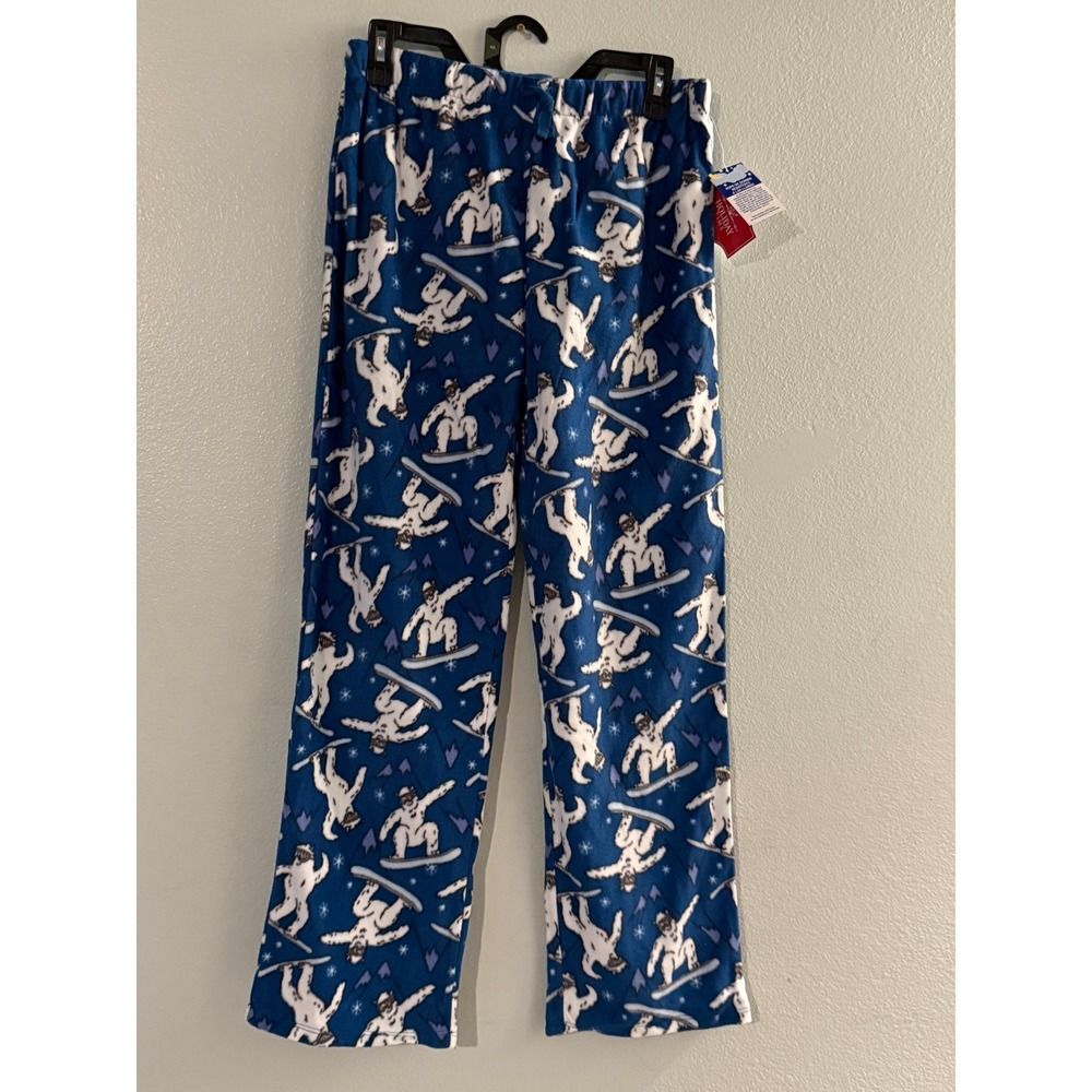 Holiday Time Kids XL 14-16 Blue Bigfoot Snowboarding Fleece Pajama Pants Sleep